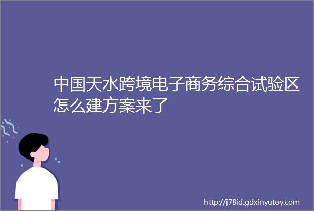 中国天水跨境电子商务综合试验区怎么建方案来了